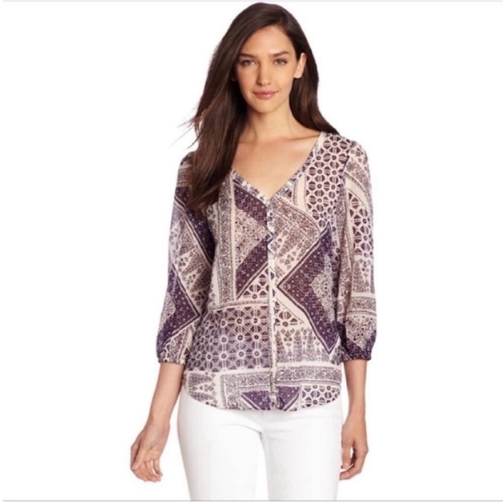 Lucky Brand Tonga Bandana shirt purple button up